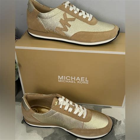 michael michael kors stanton trainer pale gold embossed lizard 